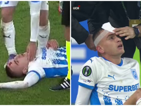 Imagini de groază în Rakow – Craiova! Fundașul oltenilor a căzut plin de sânge.