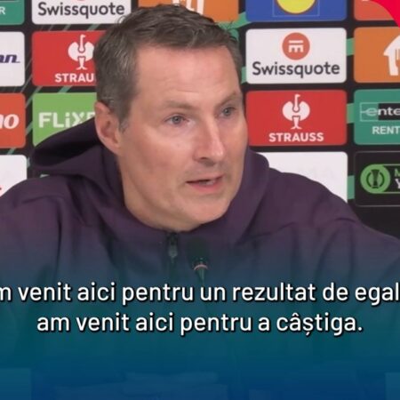 Brian Priske, antrenorul echipei Sparta Praga, vorbește înaintea meciului cu Universitatea Craiova din Conference League.