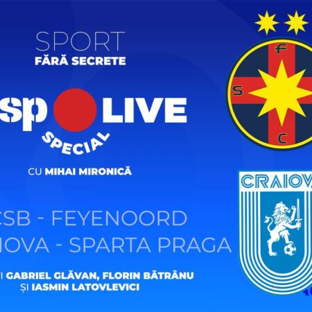 LIVE DE LA 19:15: Craiova deschide seara, iar FCSB dispută ultimul meci european din acest an » Comentariu cu Gabriel Glăvan, Florin Bătrânu și Iasmin Latovlevici la GSP Live Special
