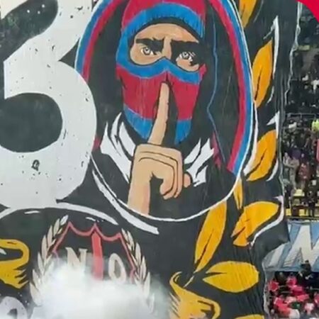 Scenografia realizată de Peluza Nord FCSB în cadrul meciului cu Rapid