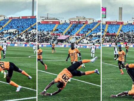 Aproape de tragedie la Cupa Africii! A încercat să sărbătorească un gol în prelungiri și a riscat să-și fractureze coloana