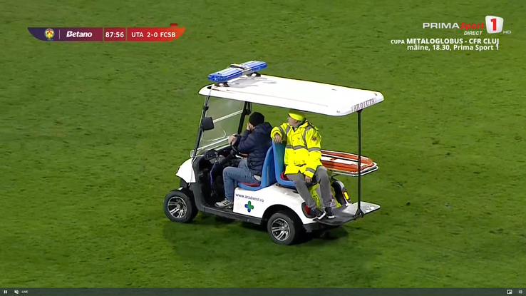 Accidentarea lui Alexandru Matei în UTA - FCSB // FOTO: captură